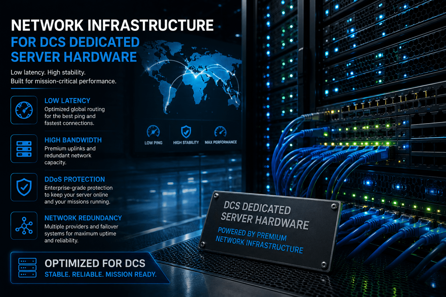 Network infrastructure for DCS Dedicated Server Hardware